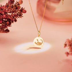 18K Medalla Oro Amarillo Horoscopo Oro Amarillo Oro Amarillo Escorpio Matizada 13 Mm