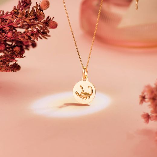 18K Medalla Oro Amarillo Horoscopo Oro Amarillo Oro Amarillo Escorpio Matizada 13 Mm