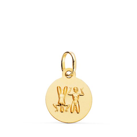 18K Medalla Oro Amarillo Horoscopo Oro Amarillo Oro Amarillo Geminis Matizada 13 Mm