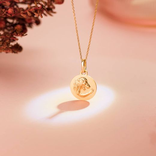 18K Medalla Oro Amarillo Horoscopo Oro Amarillo Oro Amarillo Leo Matizada 13 Mm