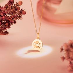 18K Medalla Oro Amarillo Horoscopo Oro Amarillo Oro Amarillo Piscis Matizada 13 Mm