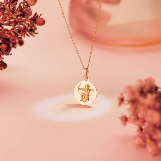 18K Medalla Oro Amarillo Horoscopo Oro Amarillo Oro Amarillo Sagitario Matizada 13 Mm