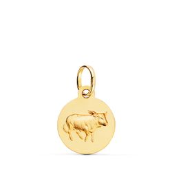 18K Medalla Oro Amarillo Horoscopo Oro Amarillo Oro Amarillo Tauro Matizada 13 Mm