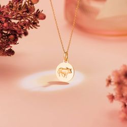 18K Medalla Oro Amarillo Horoscopo Oro Amarillo Oro Amarillo Tauro Matizada 13 Mm