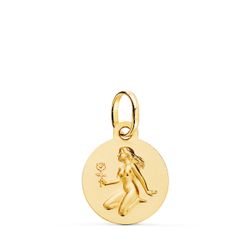 18K Medalla Oro Amarillo Horoscopo Oro Amarillo Oro Amarillo Virgo Matizada 13 Mm
