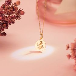 18K Medalla Oro Amarillo Horoscopo Oro Amarillo Oro Amarillo Virgo Matizada 13 Mm