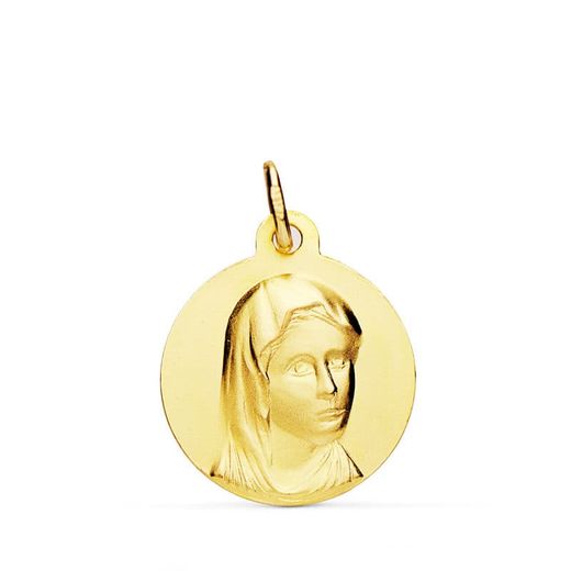 18K Medalla Oro Amarillo Maria Francesa 16 Mm