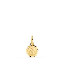 18K Medalla Oro Amarillo Mini Virgen Del Mar Bordes Tallados 8 Mm