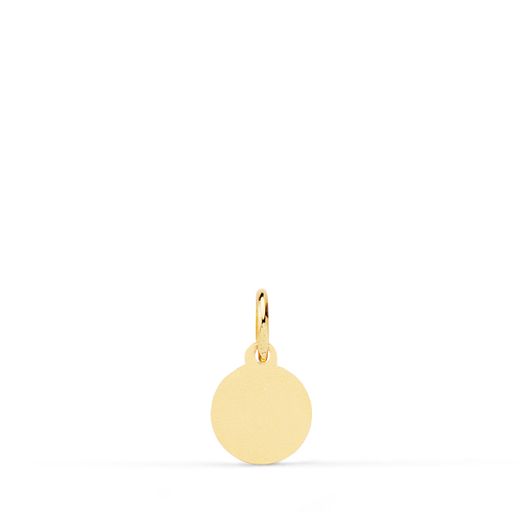 18K Medalla Oro Amarillo Mini Virgen Del Mar Bordes Tallados 8 Mm