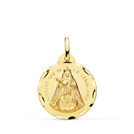 18K Medalla Oro Amarillo Nuestra Señora De La Candelaria 20 Mm