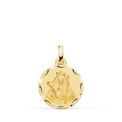 18K Medalla Oro Amarillo Nuestra Señora De La Candelaria Tallada 16 Mm