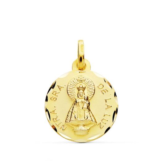 18K Medalla Oro Amarillo Nuestra Señora De La Luz Tallada 16 Mm