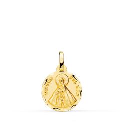 18K Medalla Oro Amarillo Nuestra Señora Virgen Del Mar 14 Mm Tallada