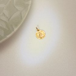 18K Medalla Oro Amarillo Nuestra Señora Virgen Del Mar 14 Mm Tallada