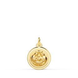 18K Medalla Oro Amarillo Nuevo Bautismo Bisel 12 Mm