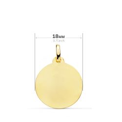 18K Medalla Oro Amarillo Nuevo Bautismo Bisel 18 Mm