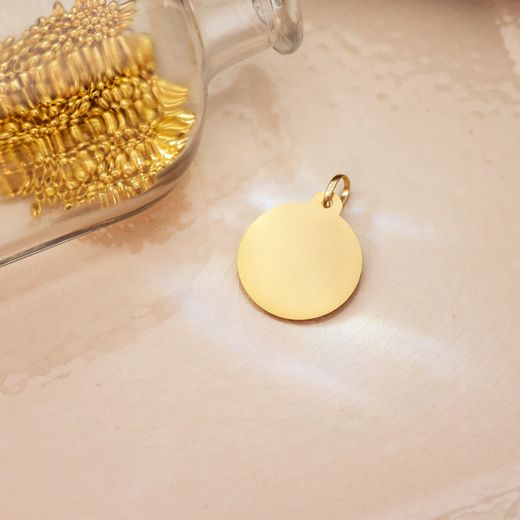 18K Medalla Oro Amarillo Sagrado Corazon De Jesus Talla Cruzada 22 Mm