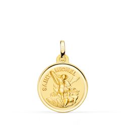 18K Medalla Oro Amarillo Saint Michel Con Bisel 16 Mm