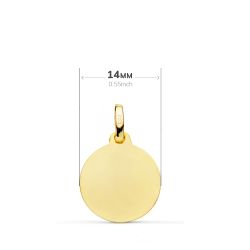 18K Medalla Oro Amarillo Saint Michel Lisa Matizada 14 Mm