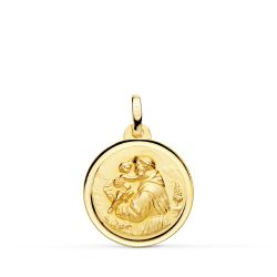 18K Medalla Oro Amarillo San Antonio Bisel 18 Mm