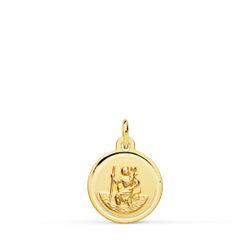 18K Medalla Oro Amarillo San Cristobal Bisel 12 Mm