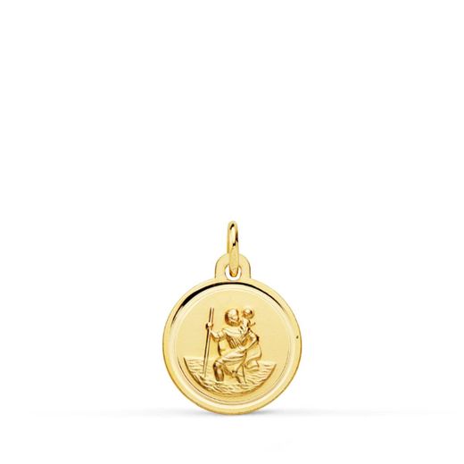 18K Medalla Oro Amarillo San Cristobal Bisel 12 Mm