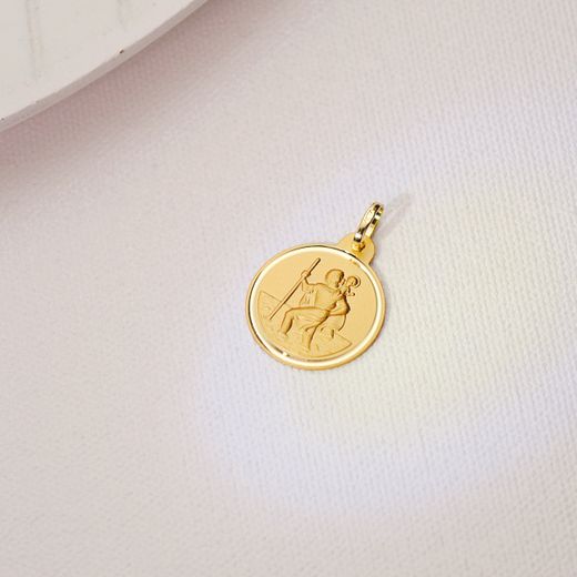 18K Medalla Oro Amarillo San Cristobal Bisel 20 Mm