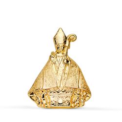 18K Medalla Oro Amarillo San Fermin Silueta En Brillo 22X16 Mm