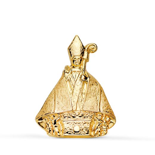 18K Medalla Oro Amarillo San Fermin Silueta En Brillo 22X16 Mm