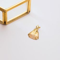 18K Medalla Oro Amarillo San Fermin Silueta En Brillo 22X16 Mm