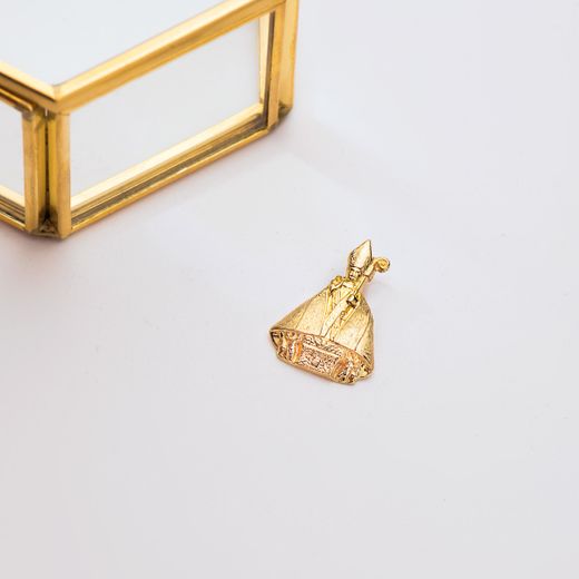18K Medalla Oro Amarillo San Fermin Silueta En Brillo 22X16 Mm