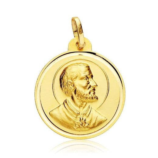 18K Medalla Oro Amarillo San Francisco Javier 22 Mm