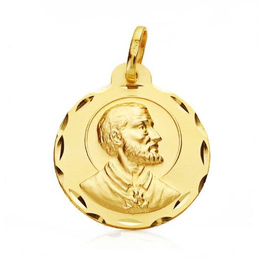 18K Medalla Oro Amarillo San Francisco Javier 22 Mm