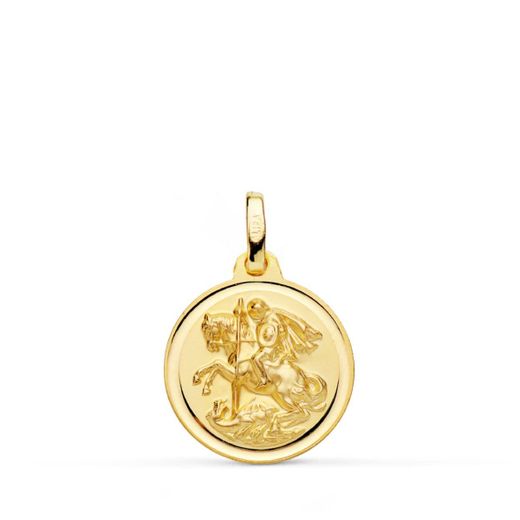 18K Medalla Oro Amarillo San Jorge Bisel 16 Mm