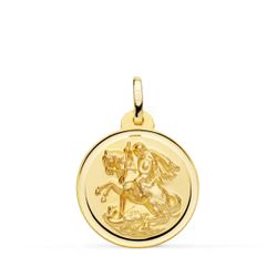 18K Medalla Oro Amarillo San Jorge Bisel 20 Mm