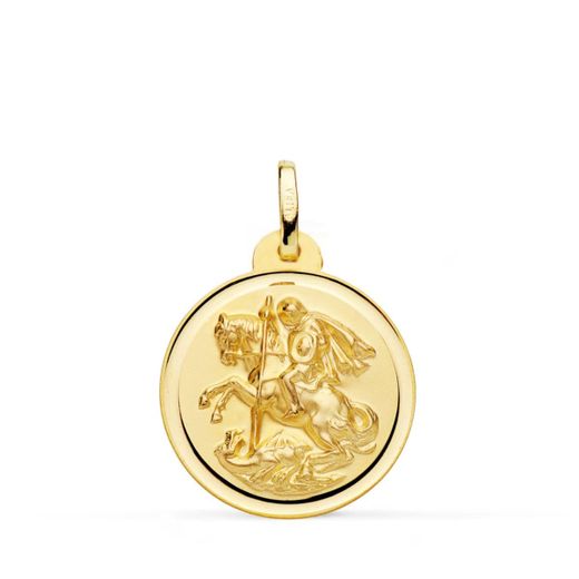 18K Medalla Oro Amarillo San Jorge Bisel 22 Mm