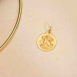 18K Medalla Oro Amarillo San Jorge Bisel 22 Mm
