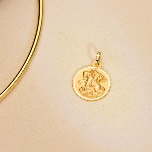 18K Medalla Oro Amarillo San Jorge Bisel 22 Mm