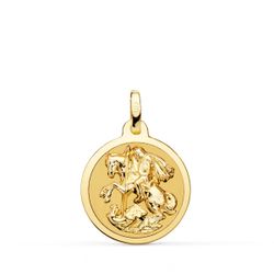 18K Medalla Oro Amarillo San Jorge Brillo 18 Mm