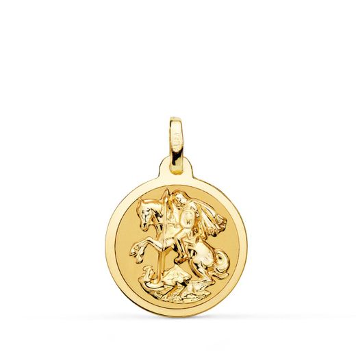 18K Medalla Oro Amarillo San Jorge Brillo 18 Mm