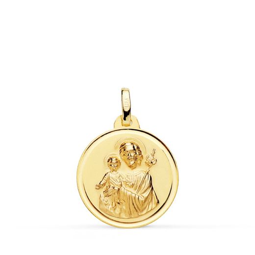 18K Medalla Oro Amarillo San Jose Bisel 18 Mm