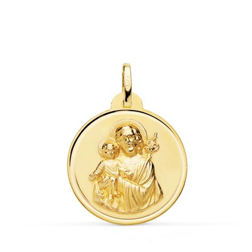 18K Medalla Oro Amarillo San Jose Bisel 22 Mm