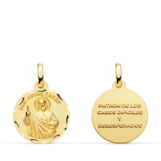 18K Medalla Oro Amarillo San Judas Tadeo 16 Mm