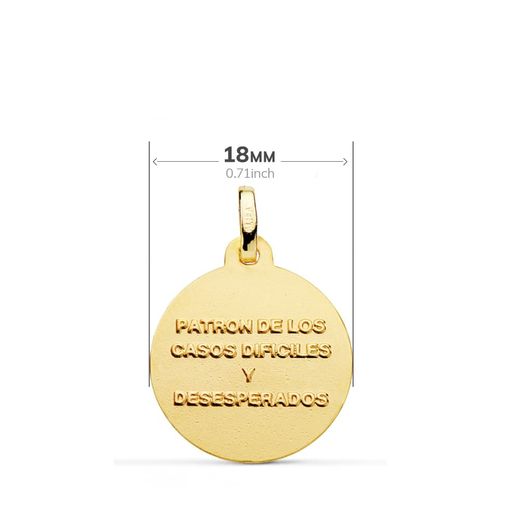 18K Medalla Oro Amarillo San Judas Tadeo Bisel 18 Mm