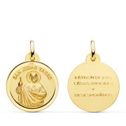 18K Medalla Oro Amarillo San Judas Tadeo Bisel 20 Mm
