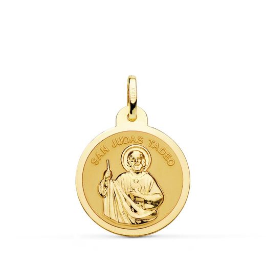 18K Medalla Oro Amarillo San Judas Tadeo Brillo 20 Mm