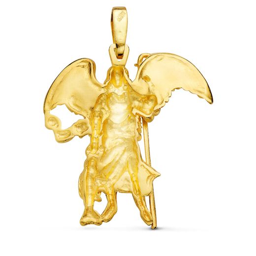 18K Medalla Oro Amarillo San Rafael Silueta 33X29 Mm