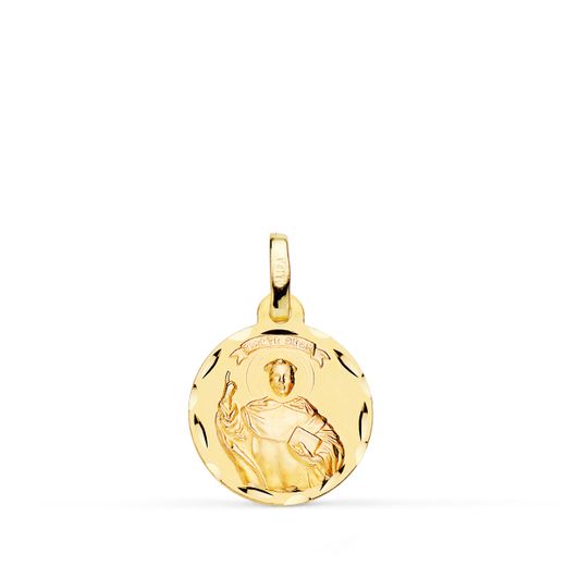 18K Medalla Oro Amarillo San Vicente Ferrer Tallada 14 Mm