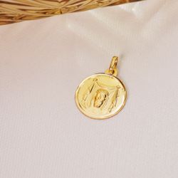 18K Medalla Oro Amarillo Santa Faz Bisel 18 Mm