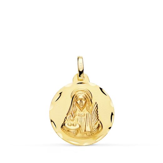 18K Medalla Oro Amarillo Santa Lucia 18 Mm